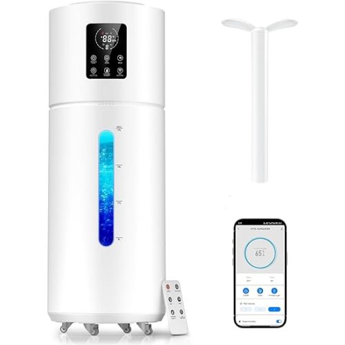 Smart Humidifiers for Large Room Bedroom Home 1800 sq.ft, 17L/4.5Gal Large Humidifier with Extension Tube & 3 Mist Modes, Top Fill Whole House Cool Mist Humidifiers for Plant Commercial Office