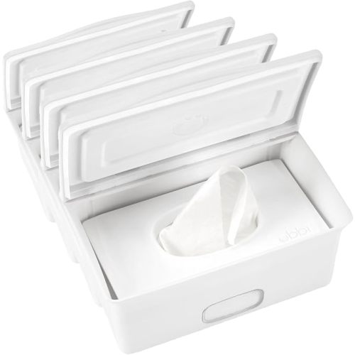 Ubbi Baby Wipes Dispenser Case, Baby Wipes Holder With Weighted Plate, Keeps Wipe's Fresh And Non-Slip Rubber Feet, Gray (Pack of 2)