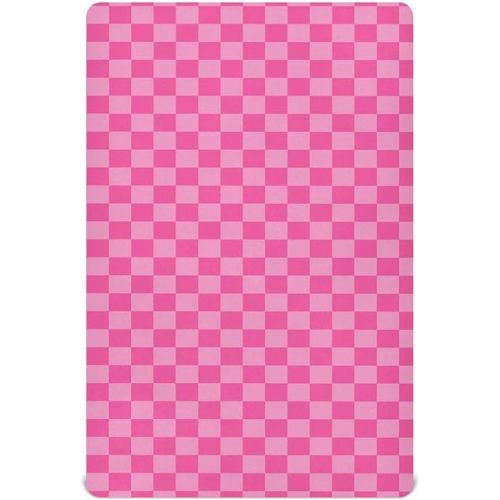 Pink Checkered Baby Crib Sheets for Boys Girls Soft Fitted Standard Crib Mattress Pads Sheets for Girl Boy Kids Infant Bed