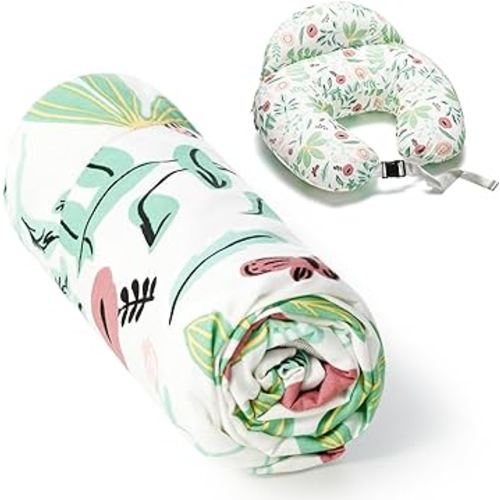 Momcozy Original Plus Size Nursing Pillow Cover, Fits All Breastfeeding Pillows, 100% Cotton Cover with Adjustable Waist Strap,Green Forest, Cover Only