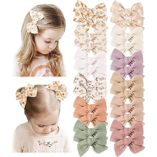 Niceye 24 PACK Baby Girl Hair Clips Set, Hair Bows Barrettes Handmade Accessories Alligator Clip for Babies Infant Toddlers Kids in Pairs