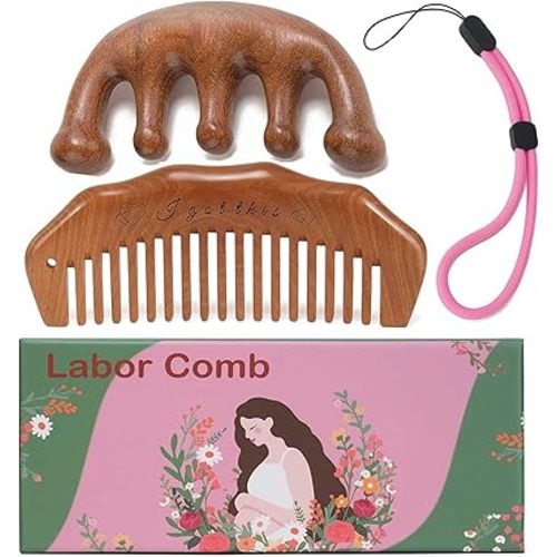 Labor Comb and Massager, Birth Comb for Labor Pain with Wrist Strap, Gift for Expecting Mom