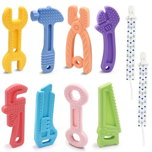 Baby Teething Toys, Silicone Teethers for Babies 0-6 Months 6-12 Months Newborn Babies Chew Toys BPA Free Cute Saw Set - 10 Pack