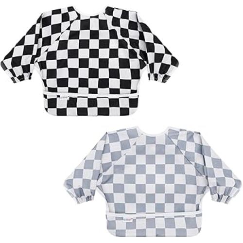 ALVABABY Mess Proof Baby Bib Full Sleeve Bib Outfit Waterproof Bib for Toddlers Washable Adjustable Machine Washable Tug Proof Closure Boy Girl 2WDJ02-CA