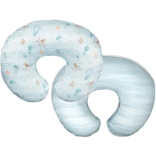 Boppy Nursing Pillow Original Support, Blue Ocean, Ergonomic Nursing Essentials for Bottle and Breastfeeding, Firm Fiber Fill, with Removable Nursing Pillow Cover, Machine Washable