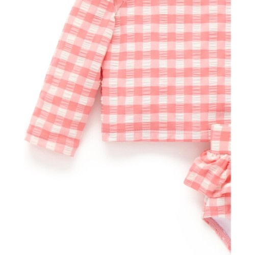 Long Sleeve Rash Guard Swim Set Pomegranate Gingham - Purebaby | Maisonette