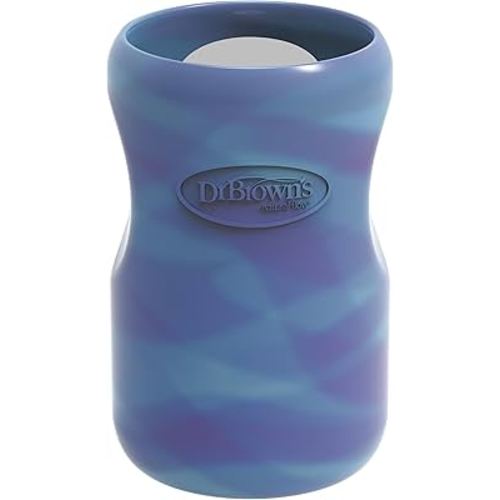 Dr. Brown's Options+ Wide-Neck Glass Bottle Sleeve, 100% Silicone, Glow-in-the-Dark, BPA-Free, 9 oz, 1-Pack