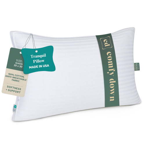 ComfyDown Gusseted Down Alternative Pillow for Sleeping — Full Support & Adjustable Firmness with Zipper, 100% Cotton Cover, Breathable Design, Holds Shape for Side, Back & Stomach Sleepers-Twin