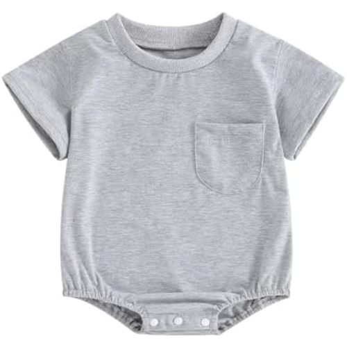 MERSARIPHY Gender Neutral Baby Clothes Infant Girl Boy Bubble Romper Bodysuit Summer Outfits Solid Short Sleeve One Piece Top