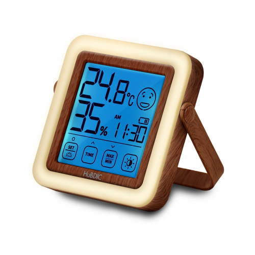 HuBDIC Hygrometer with 3 Level Bright Nightlight, Indoor Thermometer and Humidity Gauge, Temperature and Humidity Monitor for Home and Baby Room, Rechargeable, Portable Nightlight in Dark