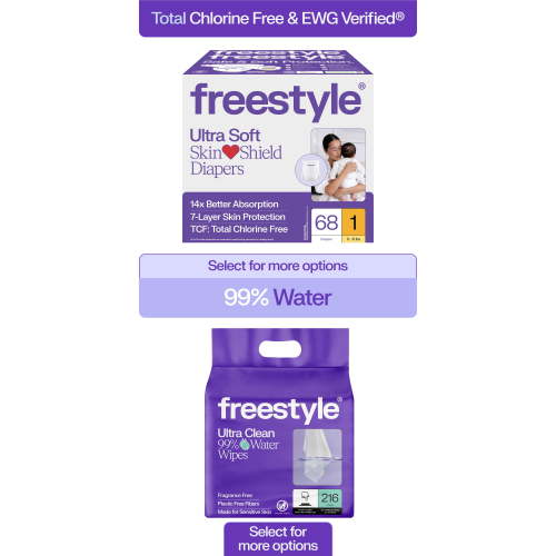 Freestyle Diapers Size 1, 68 Count & Fragrance Free Baby Wipes, 216 Count Bundle (Select for More Options)