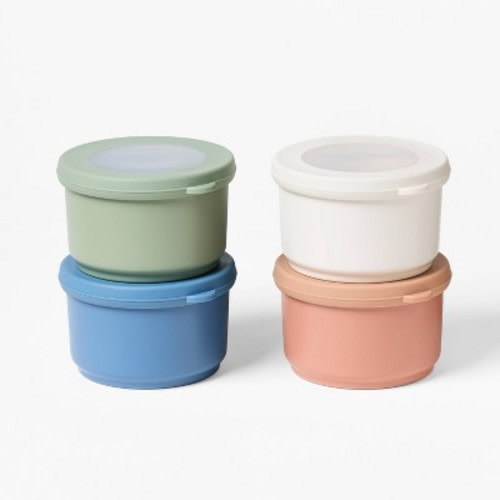 8pc 1.25c Plastic Round Snack Container Set - Figmint™