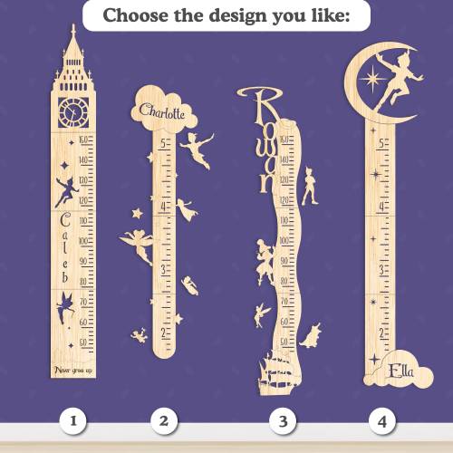 Peter Pan nursery theme height growth chart Personalized ruler for kids Height growth chart Peter Pan Measuring chart panel Nursery decor