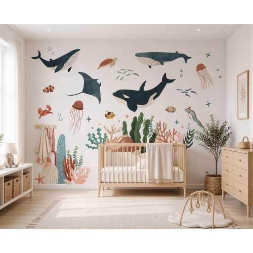 Ocean Animal Wall Decals , Sea Life Stickers, Under the Sea Nursery Decor, Kids Room Wall Art