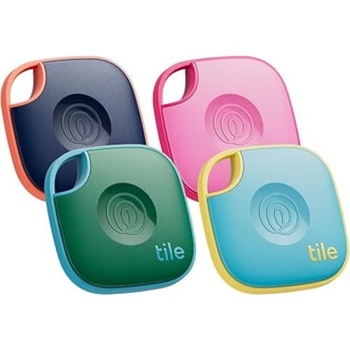Tile by Life360 Mate - Bluetooth Tracker, Keys Finder and Item Locator for Keys, Bags and More. Phone Finder. Both iOS and Android Compatible. 4-Pack (Colors)