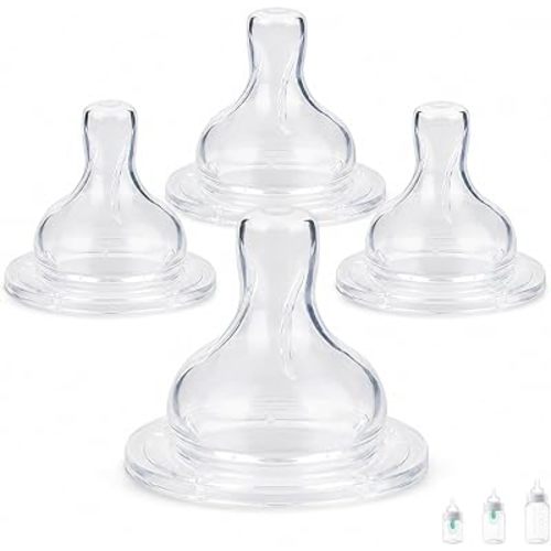 Silicone Nipples for Philips Avent Anti-Colic Baby Bottles, Flow 2 Nipple, Medium Floww 1M+, BPA-Free Baby Bottle Replacement Nipples, 4 Count