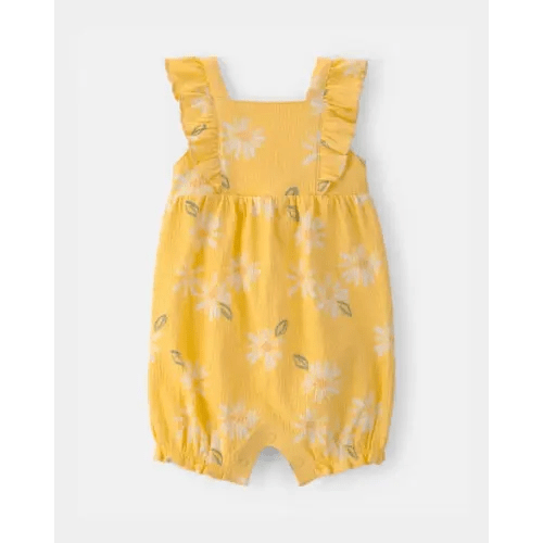 Baby Girl Floral Flutter Sleeve Romper - Yellow | Carter's
