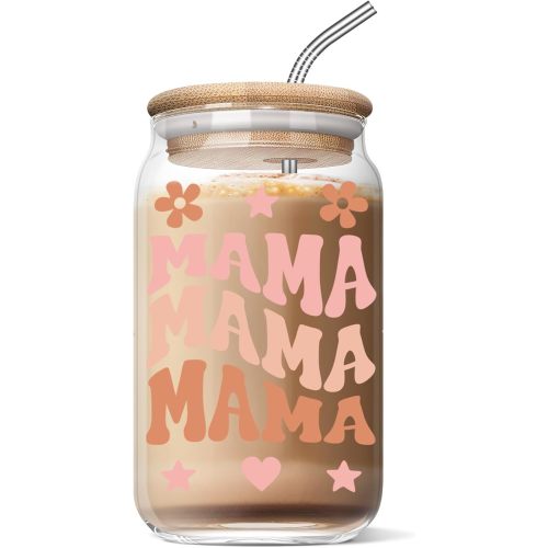 Mothers Day Gifts for Mama - Christmas Day Gifts for Mom - Birthday Day Gifts for Mom, Mama, New Mother After Birth, Promoted to Mother - 16 oz Coffee Glass Cup