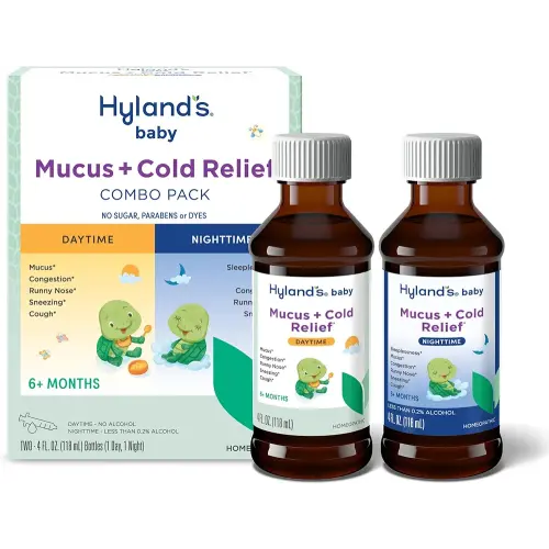 Hyland's Baby Mucus and Cold Relief, Day and Night Value Pack, Infant And Baby Cold Medicine, Decongestant And Cough Relief, 8 Fl Oz