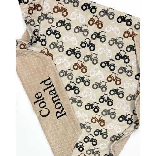 Tractor Minky Baby Blanket: Personalized Farm Nursery Lovey