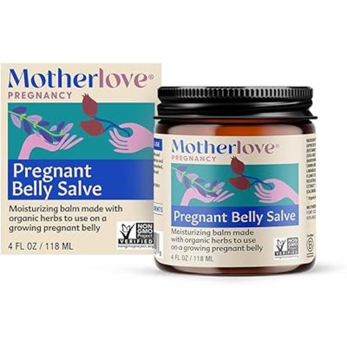 Motherlove Pregnant Belly Salve (4 oz) Moisturizing Balm to Use on Growing Belly—Non-GMO & Organic Herbs