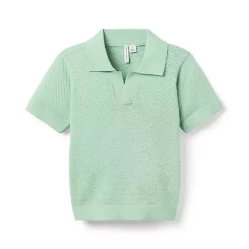 Boy Mint Green Relaxed Collar Textured Knit Polo by Janie and Jack