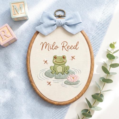 Personalized Baby Name Hoop, Frog Pond Nursery Decor