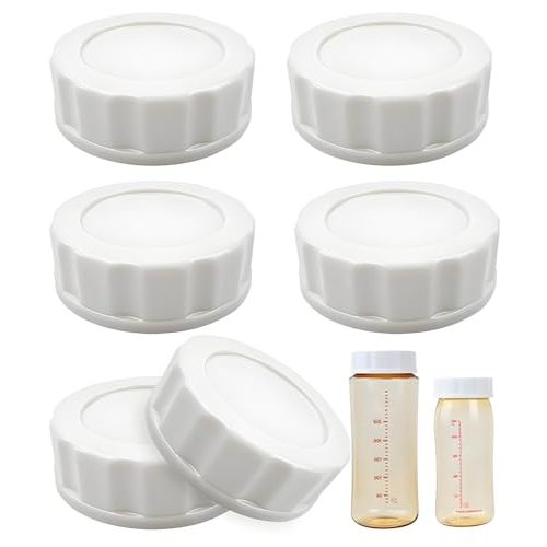 6pcs Travel and Storage Baby Bottle Caps for Pigeon Wide Neck Bottles, PP Baby Bottle Lids Replacement with Sealing Gasket, BPA-Free, Leak-proof