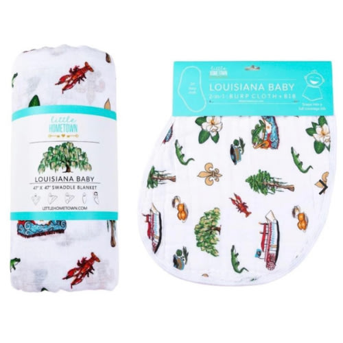 Louisiana Baby Muslin Swaddle Blanket & Bib - Buy Now – Little Hometown