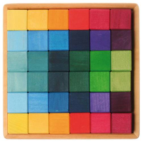 Grimms Wooden Cubes - 36 Blocks with Tray
