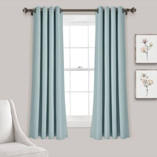 Set of 2 (52"x95") Insulated Grommet Top Blackout Curtain Panels Blue - Lush Décor