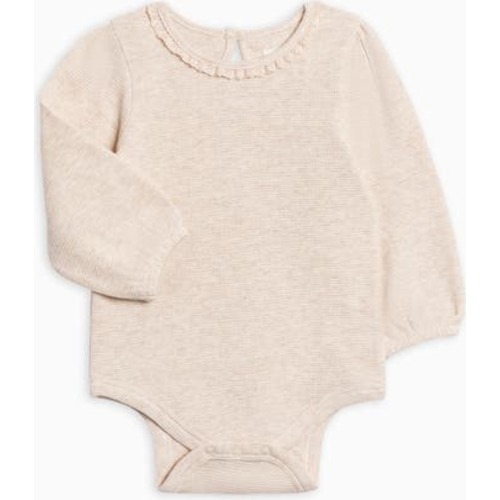 Langley Waffle Knit Lace Neckline Bodysuit, 0-3M
