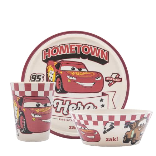 Zak Designs Disney and Pixar Cars Kids Dinnerware Plate Bowl & Tumbler | BPA Free, Plastic, Dishwasher Safe, Reuseable, Easy to Clean, Lightweight, Durable and Sustainable, Table Time With Family