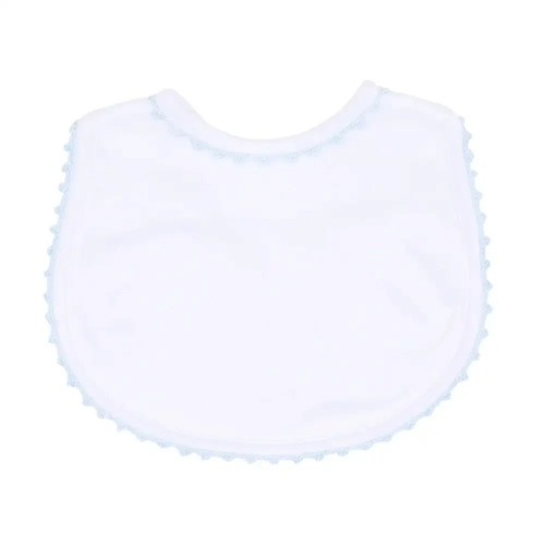 Magnolia Baby- Baby Joy Bib with Crochet Blue Trim