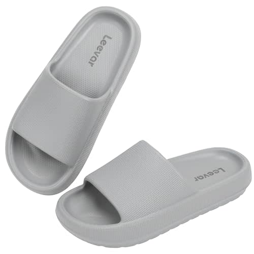 Leevar Cloud Slides for Women and Men, Pillow Slippers Shower Shoes | Cushioned Thick Sole,Indoor Outdoor Bathroom Slides Sandals, Quick Dry,Non-Slip,Swimming,Beach,House Slippers