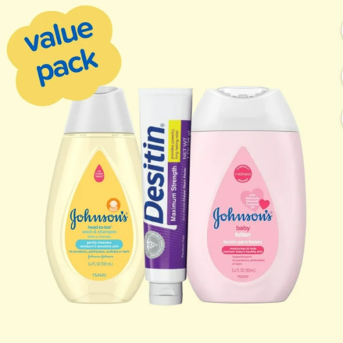 Johnson's Baby Set de Regalo Essentials para el Cuidado Del Bebé Tamaño de Viaje, 3 Artículos