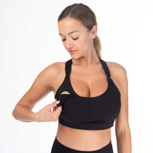 Chloe 3 Running Nursing Sports Bra (Noir) – Sweat & Milk