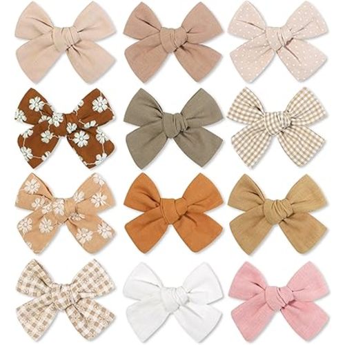 Baby Girl Hair Clips Set, 12 Pcs Hair Bows Barrettes Handmade Accessories Alligator Clip for Little Girls Babies Toddlers Child Kids Teens Gifts