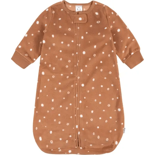 GerberBaby Unisex Fleece Wearable Blanket, Brown Dots, 0-6 Months