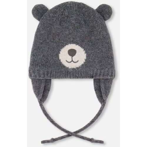 Lined Knit Hat with Ears, 6-12 M