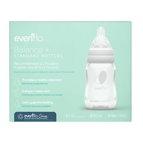 Evenflo Feeding Premium Proflo Venting Balance Plus Standard Neck Baby, Newborn and Infant Bottles - Developed by Pediatric Feeding Specialists - 4 Ounce (Pack of 6)