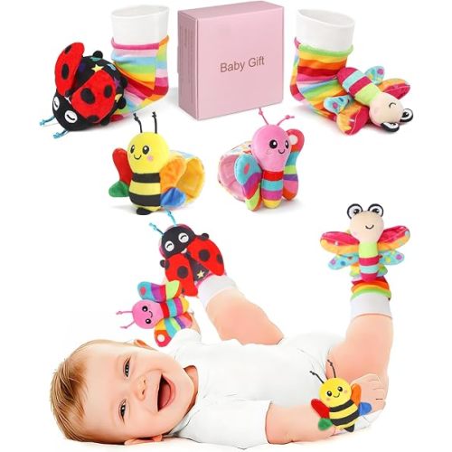 Bloobloomax Wrist Rattle Socks, Baby Halloween & X-max Toys for 0-12 Months