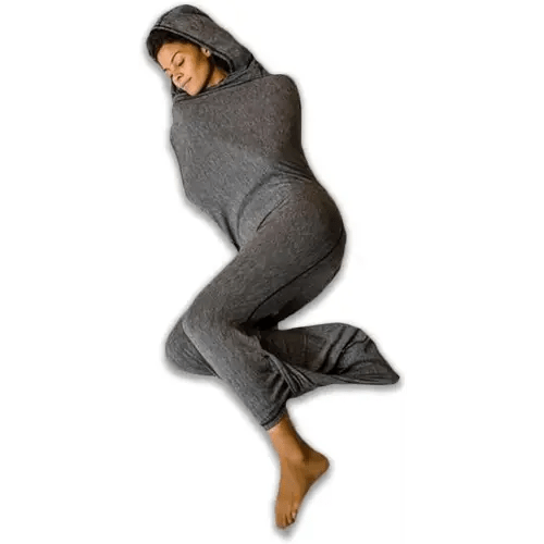 Hug Sleep Hooded Sleep Pod Move, Wearable Blanket with Comfy Hoodie, Weighted Blanket Alt, Seen on Shark Tank, Cooling Sensory, Machine Washable Cozy Blankets, Adult, Kids or Teens Gift, Grey, Large