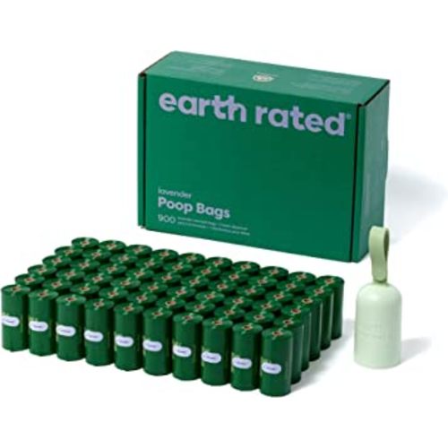 Earth Rated Dog Poop Bag Holder with Dog Poop Bags, Durable and Guaranteed Leakproof, Lavender Scented, 1 Dispenser and 900 Bags