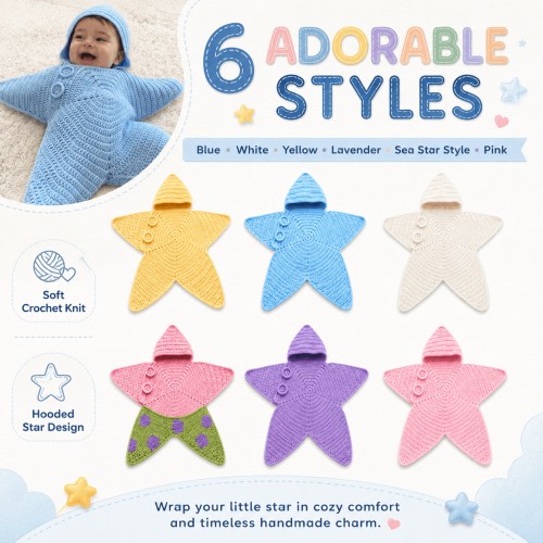 Baby Star Suit Hooded Crochet Knit Star Outfit 6 Styles Available Cute Infant Photo Prop Wrap for Newborn Pictures Nursery Display Baby Shower Gift