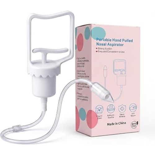 Baby Nasal Aspirator, Powerful Hand Pump Baby Nose Sucker, Nasal Aspirator for Baby with Soft Silicone Nose Tip for Fast and Effective Relief of Nasal Congestion in Infant.