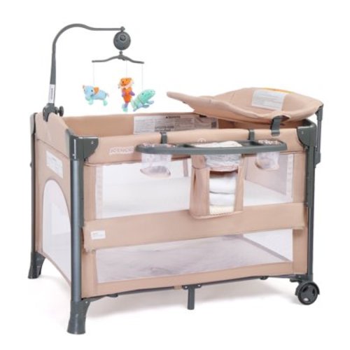 JOYMOR 5 in 1 Baby Bassinet Bedside Sleeper with Diaper Table, Mattress, Sheet, for Unisex Infant