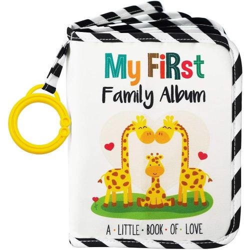 Urban Kiddy™ Baby's My First Family Album | Soft Photo Cloth Book Gift Set for Newborn Toddler & Kids (Giraffe)