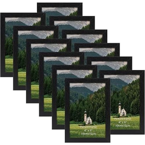 HORLIMER 4x6 Picture Frame Set of 12, Black Picture Frames for 4 by 6 Photo