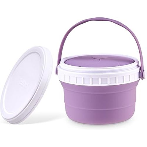 No Spill Silicone Toddler Snack Containers, Detachable Silicone Flap for Filling&Cleaning, Crumb-Free Hard Plastic Screw Travel Lid, Ultra-Soft for Baby Kids Hand In-Out, Snack Cup Holder 12 oz